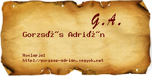 Gorzsás Adrián névjegykártya